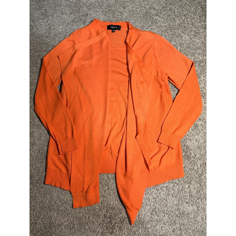 Jones Wear Womens Orange Open Front Draped Cardigan Sweater Size S Rayon Blend